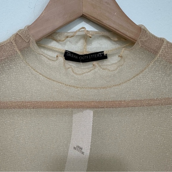 Urban Oufitters Sheer Gold Sparkling Top SZ Medium Festival Wear Mock Neck NWT - Picture 3 of 10